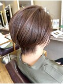 インナーカラーショートカットシュートボブハイライトメッシュ