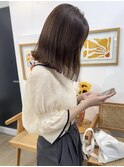 ブラウンベージュ イルミナカラー 切りっぱなしボブ