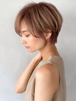 アプリコットオレンジ薄めバング結べるボブモテ髪#300f0704