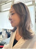 レイヤーボブ×ハイライトグレージュ