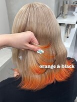 ベレーザ 渋谷(BELEZA)&nbsp;16357ブリーチ＆ダブルカラーコーラルオレンジラウンドバング