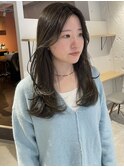 【松本咲花】前髪なし顔周りカット春カラーオリーブグレージュ