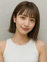 ヘアメイク アージュ 天神西通り店(HAIR MAKE age)&nbsp;切りっぱなしボブ ミニボブ オリーブベージュ 20代 30代