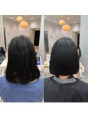 エイジング毛特有のぱやぱやもsins酸性ストレートで艶髪に