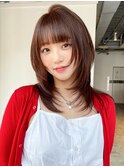 ミディアム顔周りレイヤーウルフレイヤー美髪_ba512602