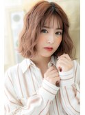 ミルクティーピンクくせ毛風ゆるふわミディh4北浦和20代30代40代