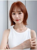 眉上バング20代30代40代シースルーバングくびれボブ暖色系カラー