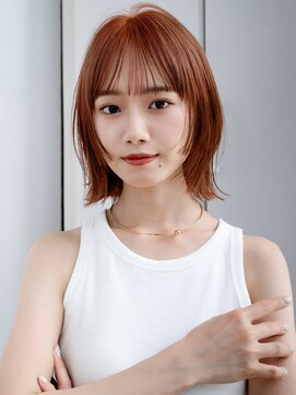 エインアンリー 表参道(AIN.ANLY.) 眉上バング20代30代40代シースルーバングくびれボブ暖色系カラー
