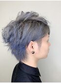 ブルーシルバー☆フェザーマッシュ 無造作ショート 2ブロック
