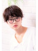 デジタルパーマとくすみブルーのテラコッタミニウルフ小顔ボブ