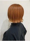 オレンジカラー＊ぱつっとボブ外ハネミニボブ20代30代40代