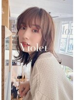 大人ミディレイヤー透明感シルキーベージュニュアンスカラー