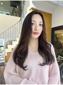 黒髪スーパーロング センターパート 韓国風ゆる巻きヨシンモリ