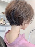 前髪あり小顔つや髪顔まわり簡単スタイリングショートボブヘア