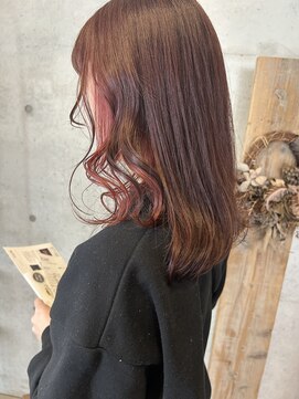 アチーブ ヘア デザイン(achieve hair design) イヤリングカラー×チェリーピンク×艶サラミディ10代20代