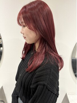 ラミエバイメルト 下北沢(lamie by melt) 顔周り小顔似合わせカットワインレッドチェリーカラーくすみ暖色