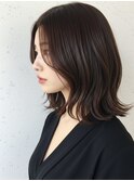 くびれミディ/外ハネ/かきあげバング/艶髪/ココアブラウン/金山