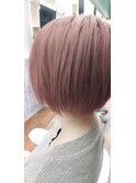 【20代30代】ミニボブ　色落ちも楽しめるピンクベージュ