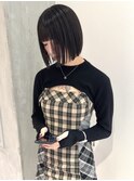 【YOKE】アッシュグレージュ暗めカラー切りっぱなしボブ