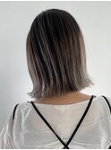 栃木大人ショートボブグレイカラー白髪染め白髪ぼかしハイライト