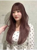 【YOKE】ピンクベージュレイヤーロングシャギーカット前髪顔周り