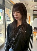 透明感ブラウン/ロングレイヤー/顔まわりカット