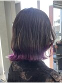 ピンクパープル/裾カラー/ボブ裾カラー