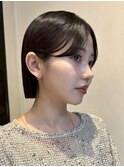 顔周りレイヤーカットグレージュカラーくびれボブショートカット