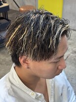 ルーメン 岐阜(ROOO MEN)&nbsp;メンズマッシュ縦落ちツイストパーマメッシュハイライトカラー