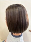 ナチュラル/ミディアムボブ/ブラウンベージュ