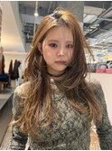 ハッシュカットブリーチデザインカラーレイヤーダブルカラー