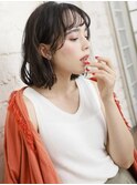 透け感バング×ラフカールボブ
