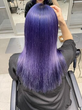 テトヘアー(teto hair) 紫カラー　パープルカラー　ロングヘア　ダブルカラー