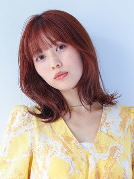 ガリカ 横浜(Gallica) 【mirei】暖色系カラー韓国風くびれミディアム/シースルーバング