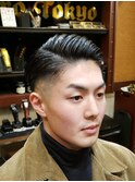 MEN'Sツーブロックアッシュブラックビジネスショート