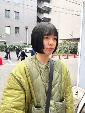 カフ(CAF) CAF FUKO オリーブグレーカラー/ステップカットボブ/大阪/心斎橋