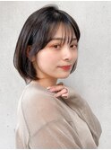 前髪 ネビージュ ボブルフ 黒髪 ワンレン 小顔 "
