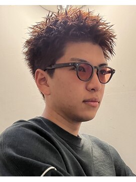 ヘアカロン 熊本本店(Hair CALON) メンズブラウンスパイキーショート熊本下通