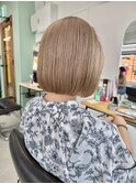 切りっぱなしボブタッセルボブケアブリーチダブルカラー韓国ボブ