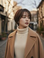 ヘアーメイクパウダー 天王寺寺田町店(Hair make powder)&nbsp;大人可愛い20代30代40代小顔ひし形ショートボブ丸み前下がり