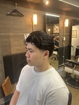 ワンワンオー バーバーショップ 博多店(@110 BARBER SHOP)&nbsp;サイドパートローフェードミドルフェード無造作ヘアナードヘア