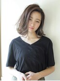 ハイライトカラーセミウェットウェーブ前髪くすみカラー