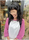 ウルフパーマ ミディアムパーマ クルクルパーマ 担当山中