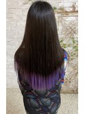 黒髪にアクセント！原色裾カラー
