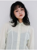 黒髪/グレーベージュ/レイヤーロング/前髪パーマ[新宿駅]