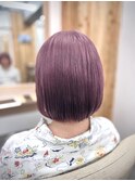 20代30代40代シアーピンク透明感切りっぱなしボブ