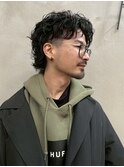 メンズフェザーパーマスパイキーショートセンター分けフェード