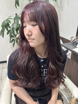 ベルヘアーデザイン 堺東(Belle hair Design) ブリーチ無しアディクシーカラーワインレッド韓国風外国人風堺東