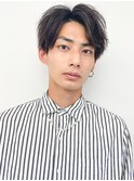 ビジネス◎メンズパーマ 七三分け×ニュアンス 刈り上げ