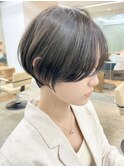   大人ショートボブ丸みショートカットマッシュショート前髪あり